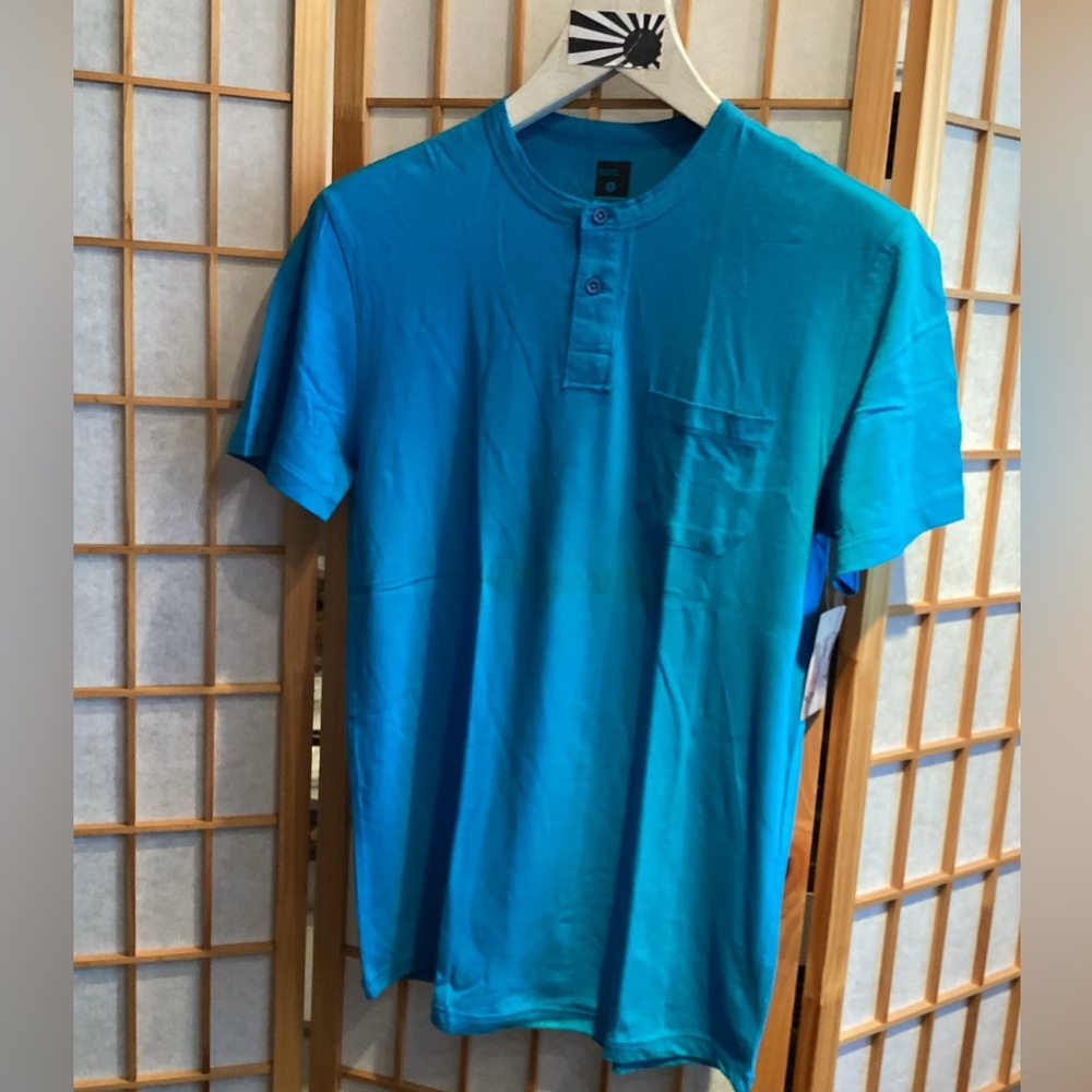UO BDG Henley Short Sleeve Blue Men's Size Medium